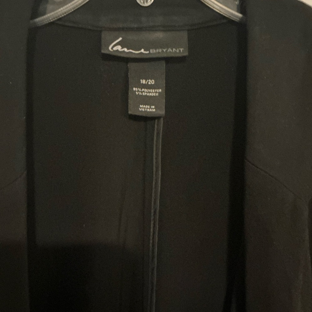 Lane Bryant Blazer 18/20 Black Jacket Silver Zipper Pockets - Picture 2 of 5